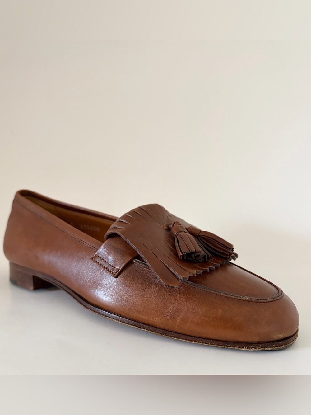 Vintage Polo Ralph Lauren Brown Leather Kiltie Tassel Loafers Made in Italy 8.5